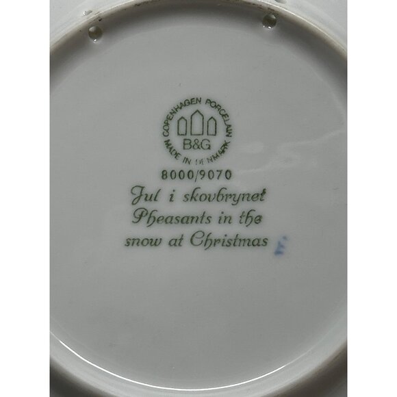 Vtg B&G Copenhagen Pheasants in the Snow at Christmas Plate Jule After 1970 - Picture 3 of 4